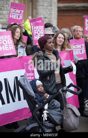 Pro-life campaigners demonstrate outside Ealing Broadway Town Hall before the abortion buffer zone vote this week, London, UK Stock Photo