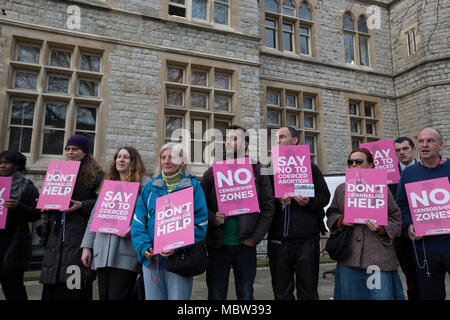 Pro-life campaigners demonstrate outside Ealing Broadway Town Hall before the abortion buffer zone vote this week, London, UK Stock Photo