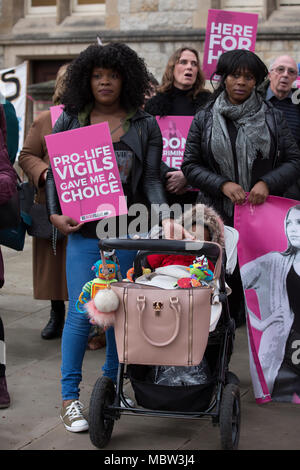 Pro-life campaigners demonstrate outside Ealing Broadway Town Hall before the abortion buffer zone vote this week, London, UK Stock Photo