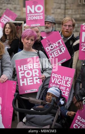 Pro-life campaigners demonstrate outside Ealing Broadway Town Hall before the abortion buffer zone vote this week, London, UK Stock Photo