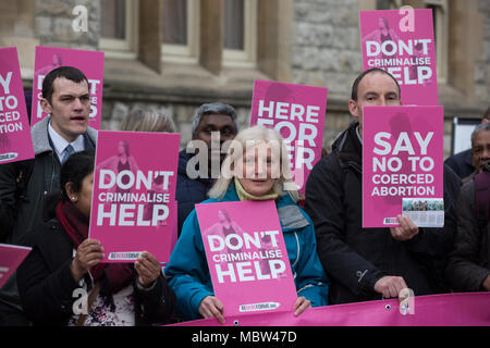 Pro-life campaigners demonstrate outside Ealing Broadway Town Hall before the abortion buffer zone vote this week, London, UK Stock Photo