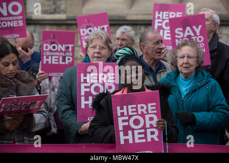 Pro-life campaigners demonstrate outside Ealing Broadway Town Hall before the abortion buffer zone vote this week, London, UK Stock Photo