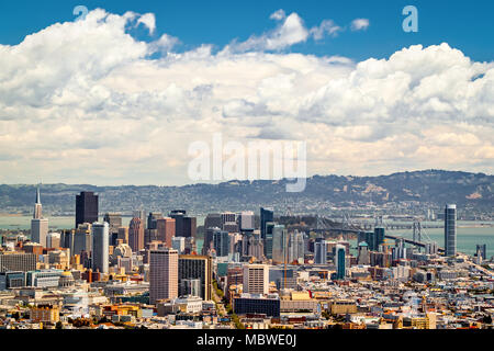 Aerial view of San Francisco skyline, as viewed from Twin Peaks park. Stock Photo