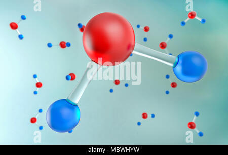 Water H2O Molecules 3d illustration, chemical science concept Stock Photo