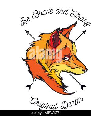 Red fox head emblem Stock Vector