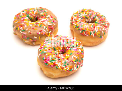 Maple Sprinkle Donuts on a White Background Stock Photo