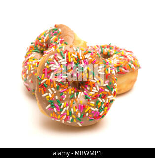 Maple Sprinkle Donuts on a White Background Stock Photo