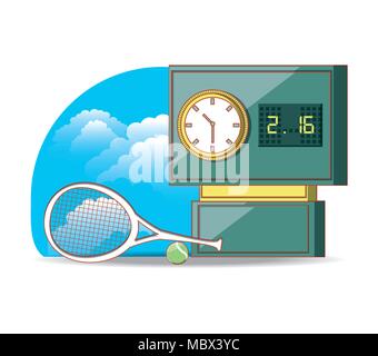 tennis scoreboard with racket vector illustration design Stock Vector