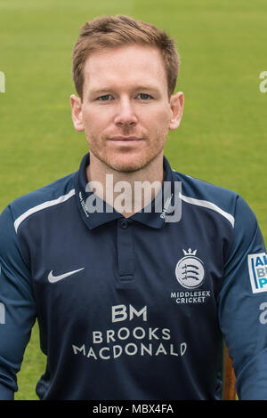 London, UK. 11th Apr, 2018. Eoin Morgan of Middlesex County Cricket Club in the blue Royal London one-day kit . Credit: David Rowe/Alamy Live News Stock Photo