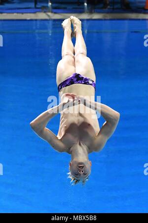 Queensland, Australia. 11th April, 2018. Lucas THOMSON (SCO). Diving. Mens 1m springboard final. XXI Commonwealth games. Oxenford studios. Gold Coast 2018. Queensland, Australia. 11th Apr, 2018. Credit: Sport In Pictures/Alamy Live News Stock Photo