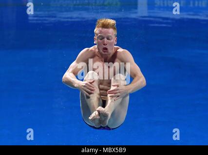 Queensland, Australia. 11th April, 2018. James HEATLY (SCO). Diving. Mens 1m springboard final. XXI Commonwealth games. Oxenford studios. Gold Coast 2018. Queensland, Australia. 11th Apr, 2018. Credit: Sport In Pictures/Alamy Live News Stock Photo