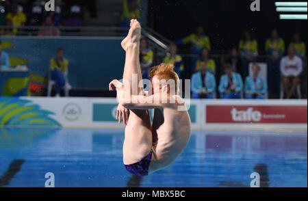 Queensland, Australia. 11th April, 2018. James HEATLY (SCO). Diving. Mens 1m springboard final. XXI Commonwealth games. Oxenford studios. Gold Coast 2018. Queensland, Australia. 11th Apr, 2018. Credit: Sport In Pictures/Alamy Live News Stock Photo