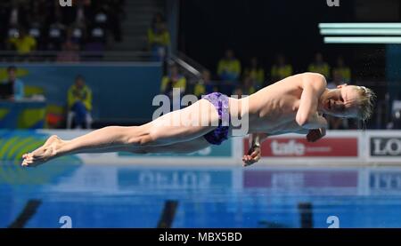 Queensland, Australia. 11th April, 2018. Lucas THOMSON (SCO). Diving. Mens 1m springboard final. XXI Commonwealth games. Oxenford studios. Gold Coast 2018. Queensland, Australia. 11th Apr, 2018. Credit: Sport In Pictures/Alamy Live News Stock Photo