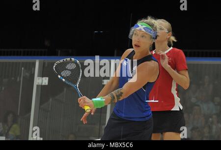 Queensland, Australia. 11th April, 2018. Lisa AITKEN (SCO). Womens doubles pool B. Squash. XXI Commonwealth games. Oxenford studios. Gold Coast 2018. Queensland, Australia. 11th Apr, 2018. Credit: Sport In Pictures/Alamy Live News Stock Photo