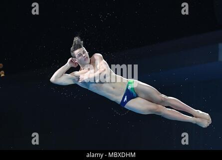 Gold Coast, Queensland, Australia. 12th April, 2018. Matthew Carter (AUS). Mens 3m springboard final. Diving. XXI Commonwealth games. Optus aquatics centre. Gold Coast 2018. Queensland. Australia. 12/04/2018. Credit: Sport In Pictures/Alamy Live News Stock Photo