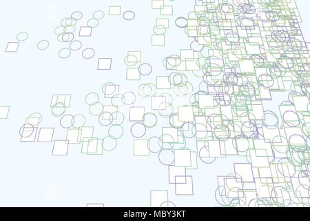Conceptual background ellipse & square box pattern for design. 3D perspective view. Vector illustration graphic. Stock Vector