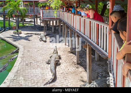 Crocodile Show at Samutprakarn Crocodile Farm and Zoo, Bangkok, Thailand Stock Photo