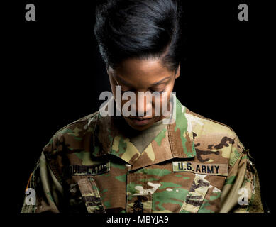 Sgt. 1st Class Scheherazade Abdul-Latif, a U.S. Army Reserve career counselor with the 3rd Battalion, Army Reserve Careers Division, poses for a portrait, March 29, 2018. Stock Photo