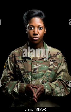 Sgt. 1st Class Scheherazade Abdul-Latif, a U.S. Army Reserve career counselor with the 3rd Battalion, Army Reserve Careers Division, poses for a portrait, March 29, 2018. Stock Photo