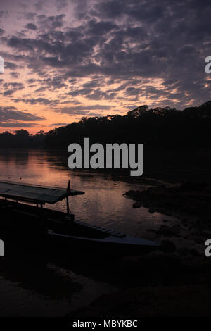 Sunrise in the Amazon Rainforest, Tambopata National Reserve, Puerto Maldonado, Peru Stock Photo