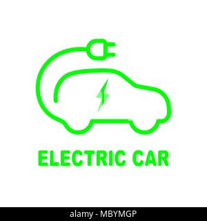 Electric car battery charging sign. Icon with flat style. Stock Vector