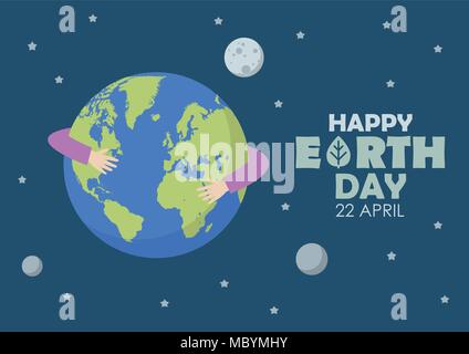 Happy earth day. greeting card vector illustration Stock Vector