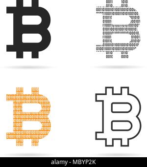simple set of bitcoin logo with shadow Stock Vector