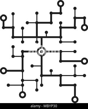 circuit path of many lines and circles Stock Vector
