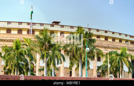 The Sansad Bhawan, the Parliament of India, located in New Delhi Stock Photo