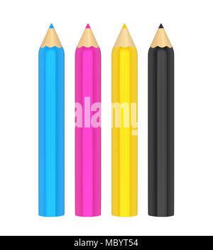 CMYK Pencils Isolated Stock Photo