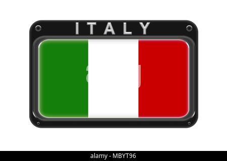Surround the flag of Italy in the frame with rivets on white background Stock Photo