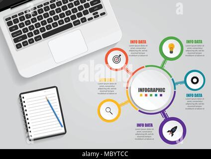 Business Infographic Template. Data Visualization. Can be used for workflow layout, number of options, steps, diagram, graph, presentation. Stock Vector