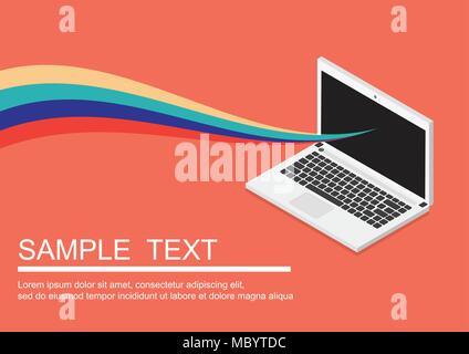 Infographic design with realistic laptop computer black wallpaper on screen can be used for workflow layout, diagram, web design. Eps 10 stock vector Stock Vector