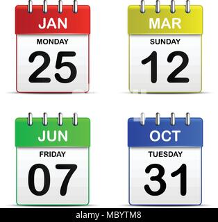 Colorful four tear off calendar icon 3d for vector graphic idea design concept Stock Vector