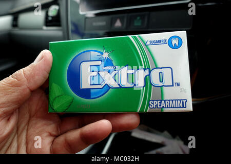 STOCK PHOTO - Sugar free Wrigley's Extra Spearmint Chewing Gum Stock Photo