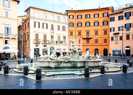 Rome, Italy, 26 April 2017. Fountain of Neptune at the northern end of Navona Square /Piazza Navona/ Stock Photo