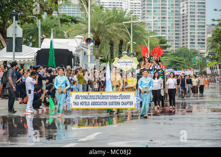 Pattaya, Thailand - November 19, 2017: The Hotels Association Eastern Chapter parade marching on the 50th anniversary ASEAN International Fleet Review Stock Photo