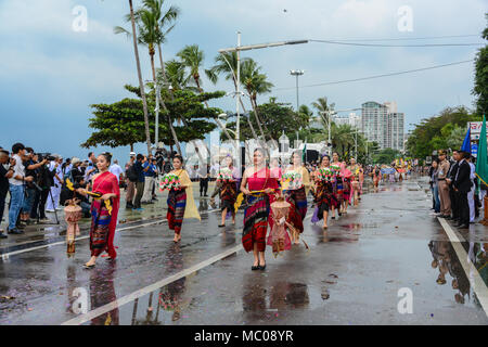 Pattaya, Thailand - November 19, 2017: Cultural Promotion parade marching on the 50th anniversary ASEAN International Fleet Review 2017 to promote tou Stock Photo