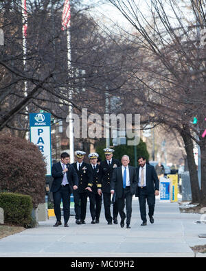 Secretary of Defense James N. Mattis announces the National Defense Strategy at Johns Hopkins University School of Advanced International Studies in Washington, Jan. 19. (DoD photo by Navy Mass Communication Specialist 1st Class Kathryn E. Holm) Stock Photo