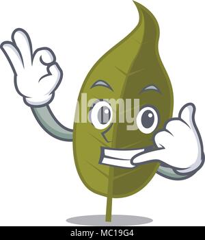 Call me bay leaf mascot cartoon Stock Vector