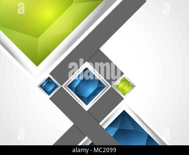abstract background with stripes and blue, green crystals Stock Vector