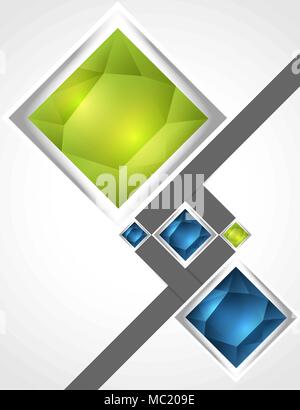 abstract background with stripes and blue, green crystals Stock Vector