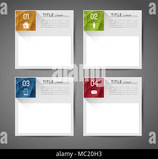 collection of abstract square banners with option steps, icons Stock Vector