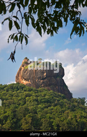 Vertical view of Sigiriya or Lion's Rock in Sri Lanka. Stock Photo