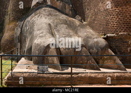 Horizontal close up of the Lion Gate at Sigiriya or Lions Rock in Sri Lanka. Stock Photo