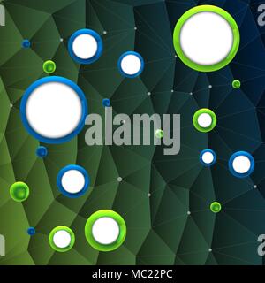 group of glossy spheres connected with wire triangles Stock Vector