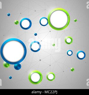 group of glossy spheres connected with wire triangles Stock Vector