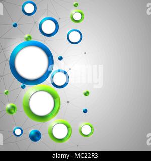 group of glossy spheres connected with wire triangles Stock Vector