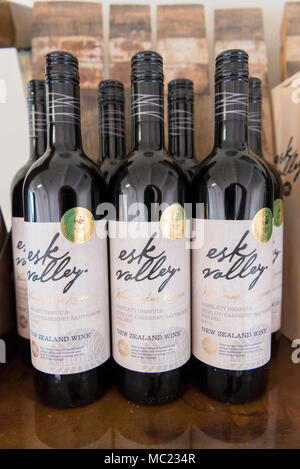 Bottles of wine for sale in the winery shop at the Esk Vally Hawkes Bay Vineyard New Zealand Stock Photo