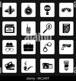 Spy icons set, simple style Stock Vector